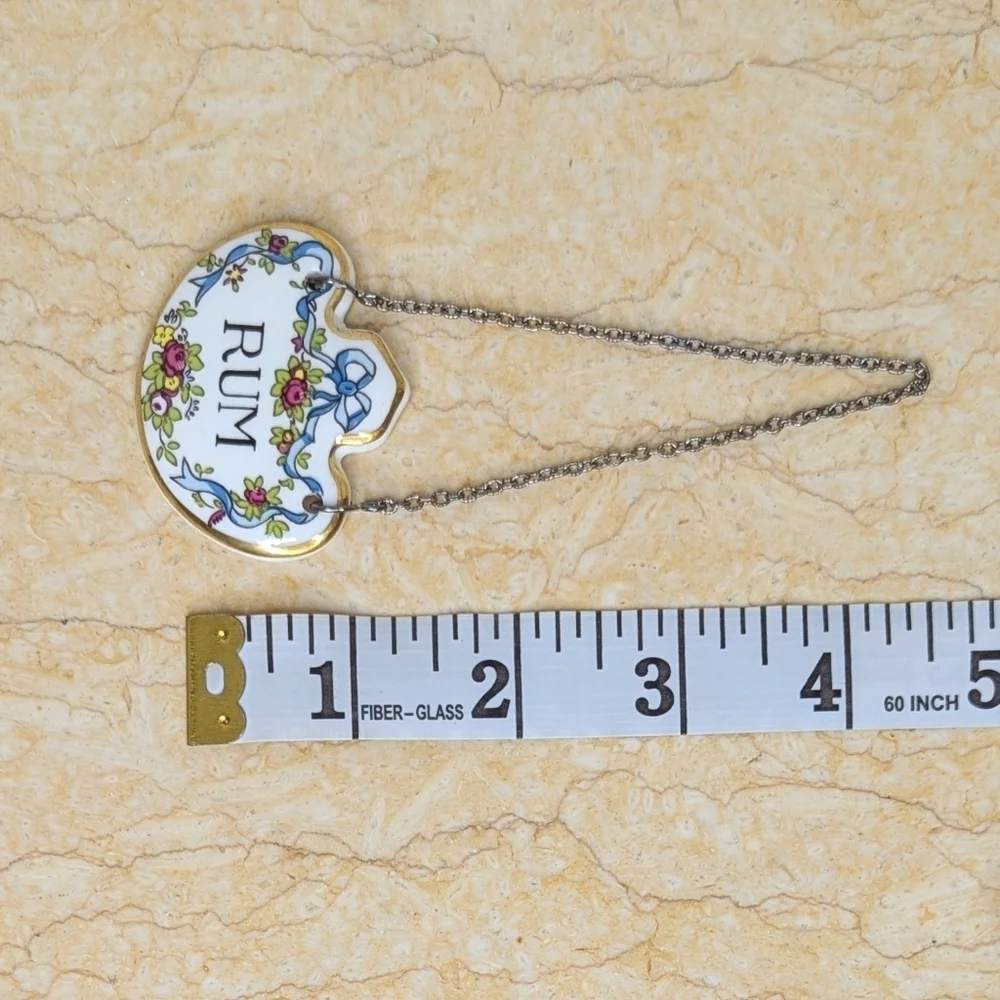 Vintage Coalport Bone China Decanter Rum Tag Label With Chain